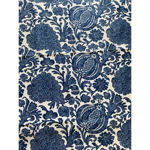 P/Kaufman Outdoor Cream and Blue Williamsburg Ornate Fruit Fabric Motif 30"x54"